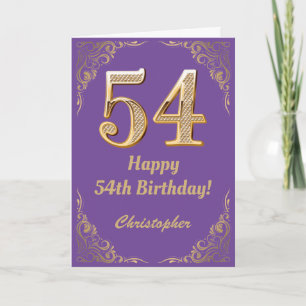 54e Paars- en goudglitter-Lijst op de geboorte Kaart