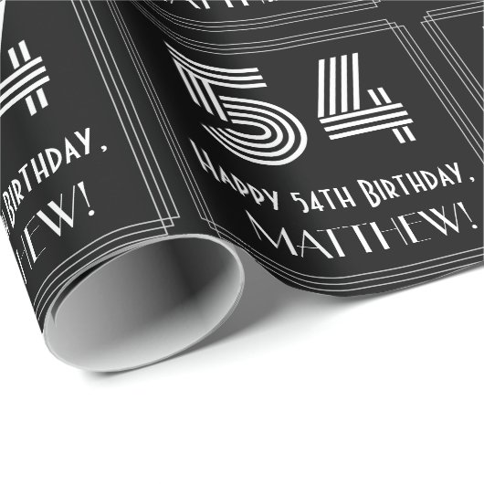 54e verjaardag: Art Deco geïnspireerd look "54" w Cadeaupapier (Rol Hoek)