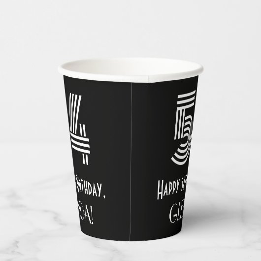 54e verjaardag — Art Deco Geïnspireerde look "54" Papieren Bekers (Rechts)