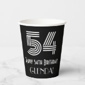 54e verjaardag — Art Deco Geïnspireerde look "54"  Papieren Bekers (Voorkant)