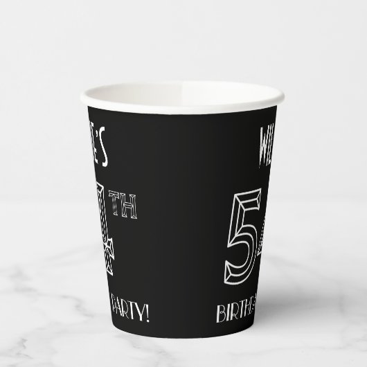54e verjaardag: Art Deco Style + aangepaste naam Papieren Bekers (Links)