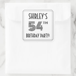 54e verjaardag: Art Deco Style + aangepaste naam Vierkante Sticker