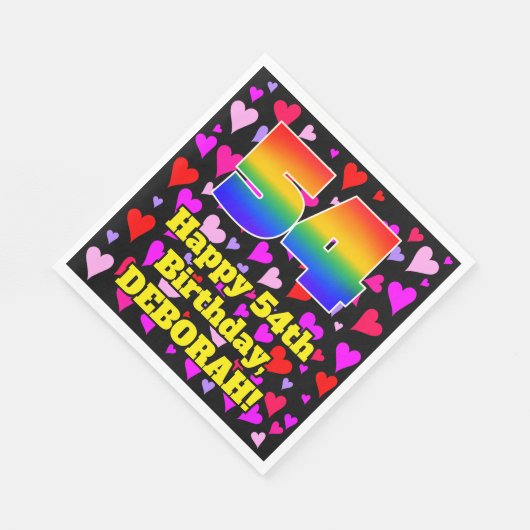 54e verjaardag: Beeldende hartenpatronen, regenboo Servet (Hoek)