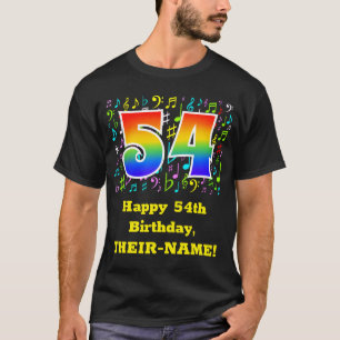54e verjaardag: Colorful Music Symbols, Rainbow 54 T-shirt