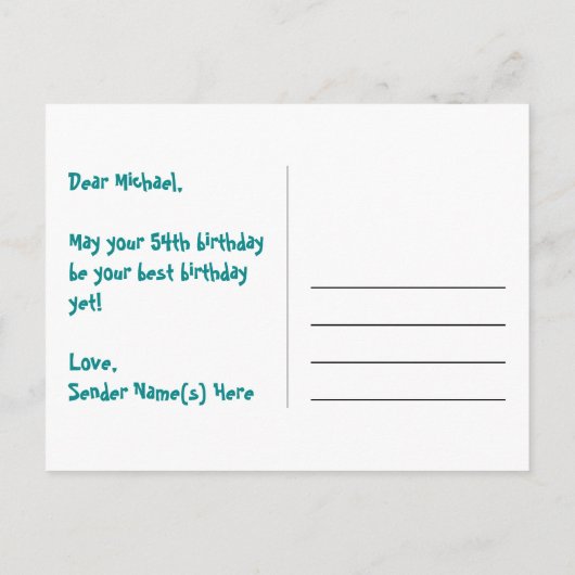 54e verjaardag: Fun Hearts Pattern, Rainbow 54 Briefkaart (Achterkant)