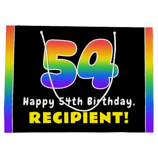 54e verjaardag: kleurrijke regenboog # 54, Naam va Groot Cadeauzakje (Achterkant)