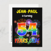 54e verjaardag - Leuk vuurwerk, Rainbow Look "54" Briefkaart (Voorkant / Achterkant)
