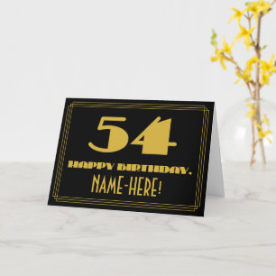 54e verjaardag: naam + Art Deco geïnspireerd look  Kaart