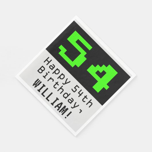 54e verjaardag - Nerdy / Geeky stijl "54" & Naam Servet (Hoek)