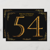 54e Verjaardagsfeest, Gatsby stijl, zwart goud gli Kaart (Voorkant / Achterkant)