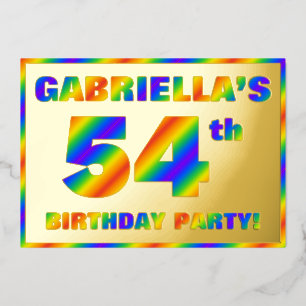 54ste verjaardagsfeest — Leuke, regenboogspectrum  Folie Uitnodiging