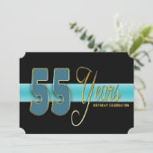 55 ANS ANNIVERSAIRE FÊTE INVITATION AQUA/NOIR (Debout devant)