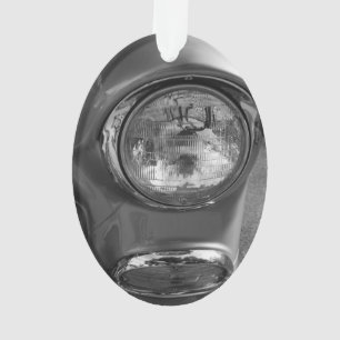 55 Chevy Headlight Grayscale Ornament