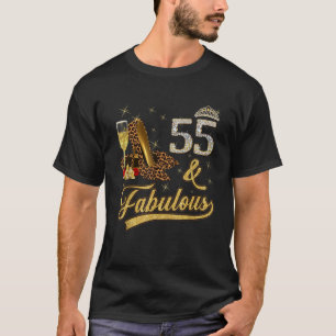 55 Fantastische 55e Verjaardag Roos Wijn Leopard H T-shirt