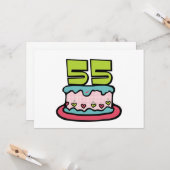 55 jaar oude Birthday Cake Kaart (Voorkant / Achterkant in situ)
