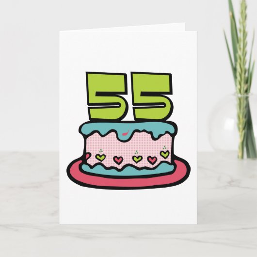 55 jaar oude Birthday Cake Kaart (Voorkant)