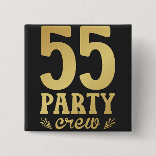55-partijenbemanningsleden 55e Birthday Square Vierkante Button 5,1 Cm