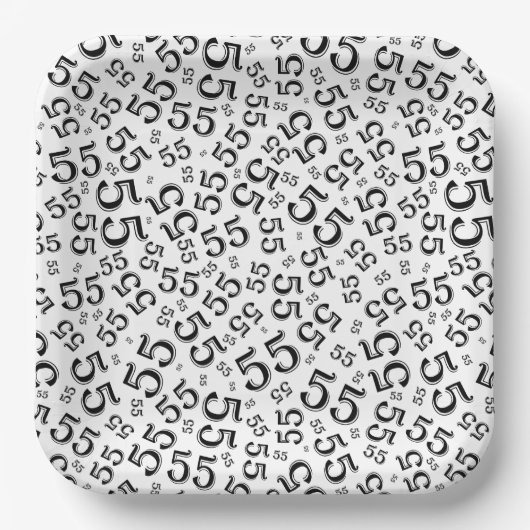 55’th Black/White Random Number Pattern Papieren Bordje (Voorkant)