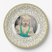 55 Your Photo Random Number Pattern Gold/White Papieren Bordje (Voorkant)