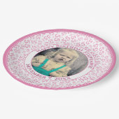 55 Your Photo Random Number Pattern Pink/White Papieren Bordje (Gekanteld)