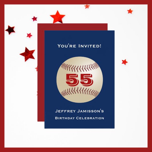 55e anniversaire de la fête Invitation Baseball