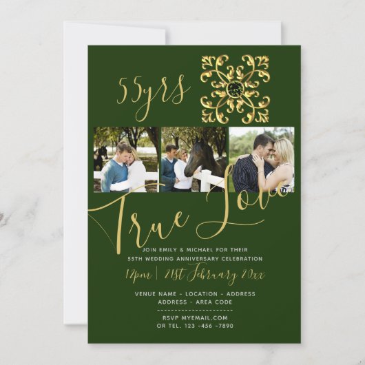 55e anniversaire EMERALD PHOTO Invitation VERT (Devant)