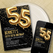 55e anniversaire Gold Black Invitation
