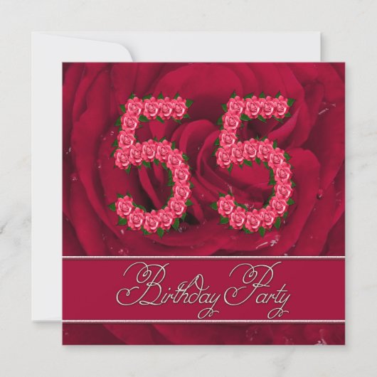 55e anniversaire invitation à la fête avec des ros (Devant)