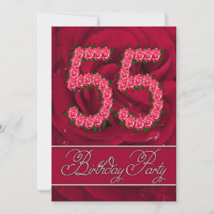 55e anniversaire invitation à la fête avec des ros