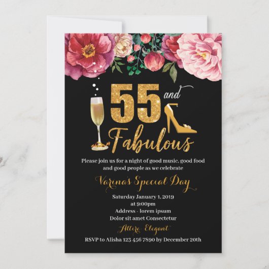 55e anniversaire Invitation pour les femmes (Devant)