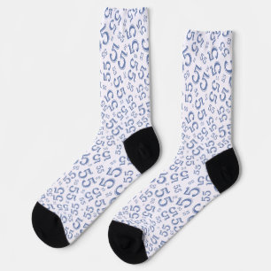 55e Birthday Blue Random Number Pattern Sokken