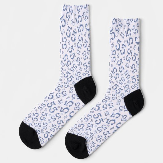 55e Birthday Blue Random Number Pattern Sokken (Links)