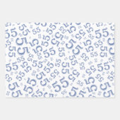 55e Birthday Blue/White Random Number Pattern 55 Inpakpapier Vel (Voorkant 2)