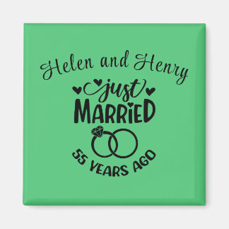 55e bruiloft Jubileum Custom Names Emerald Magneet