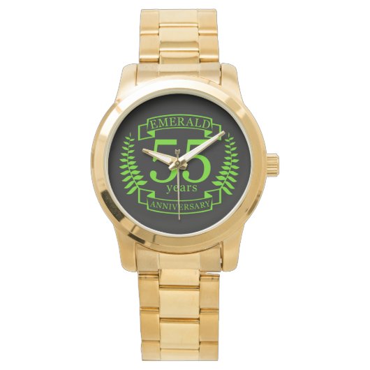 55e bruiloft JUBILEUM EMERALD Horloge (Voorkant)