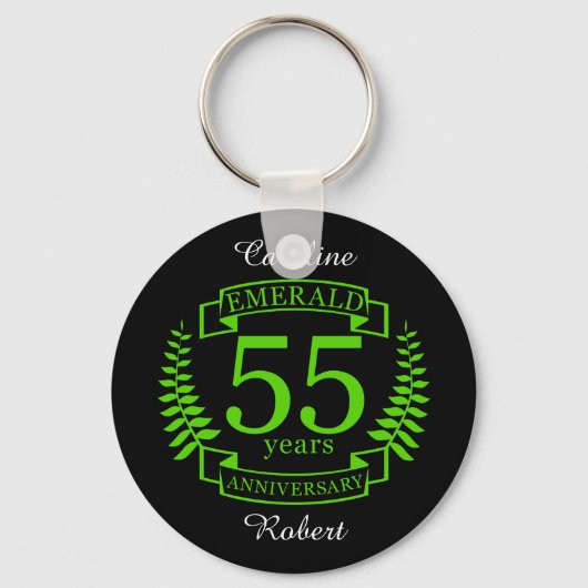 55e bruiloft JUBILEUM EMERALD Sleutelhanger (Voorkant)