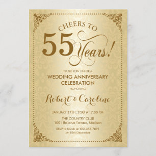 55e bruiloft Jubileum - Gold Damask Kaart