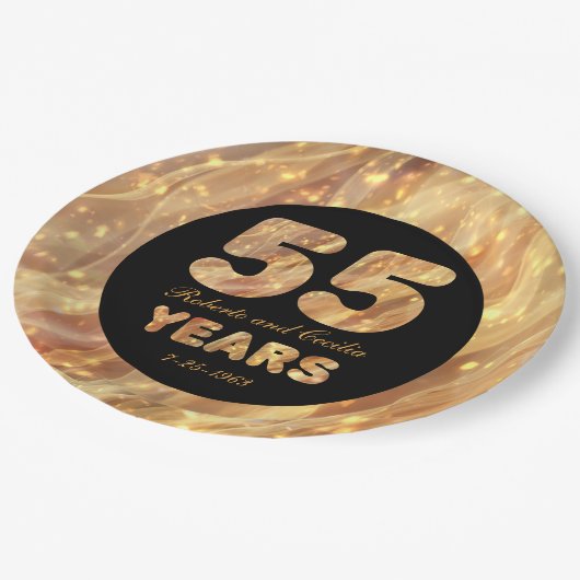 55e bruiloft Jubileum Gold Party-lampjes Papieren Bordje (Gekanteld)