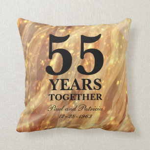 55e bruiloft Jubileum Gold Party Lichten Kussen
