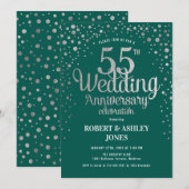 55e bruiloft Jubileum - Groen & Zilver Kaart (Voorkant / Achterkant)