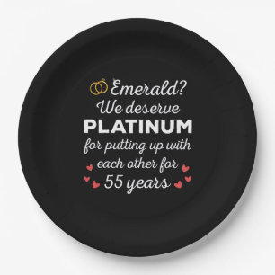 55e bruiloft Jubileum I - Emerald Funny Couple Papieren Bordje