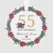 55e bruiloft Jubileum kerstcadeaus Ornament (voorkant)