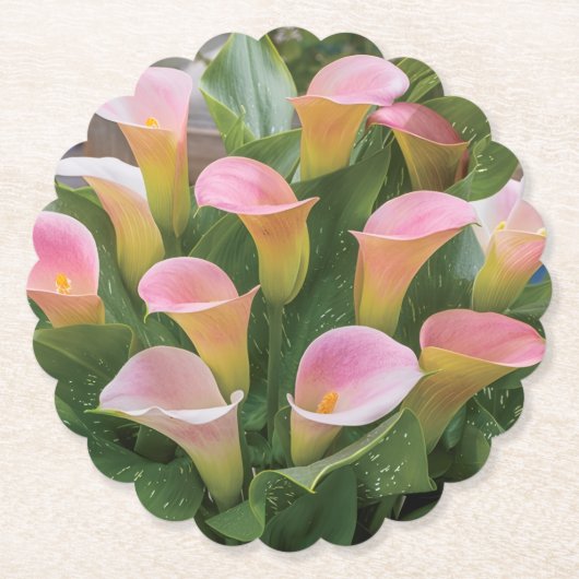 55e bruiloft Jubileum Pink Calla Lily Kartonnen Onderzetters (Voorkant)