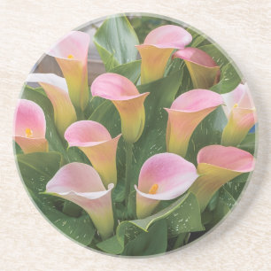 55e bruiloft Jubileum Pink Calla Lily Zandsteen Onderzetter