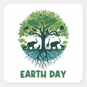 55e Dag van de Aarde 2025 22 april Vierkante Sticker