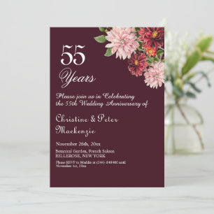 55e Emerald Wedding Jubileum Bourgogne Bloemen Kaart