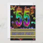 55e fête d'anniversaire Invitation avec bulles (Devant)