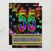 55e fête d'anniversaire Invitation avec bulles (Devant / Derrière)