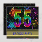 55e fête d'anniversaire Invitation avec bulles (Devant / Derrière)