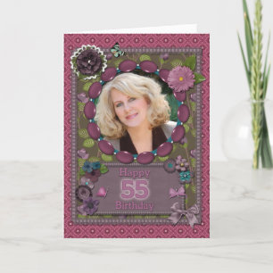 55e fotokaart voor een verjaardag kaart